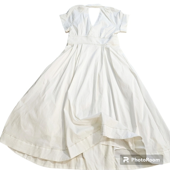 MAEVE by Anthropology Woman Dress POPLIN Collared MIDI Off White Shirtdress - Picture 6 of 12